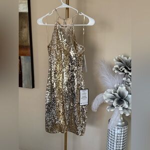 Sequin Hearts Shimmering Gold Dress